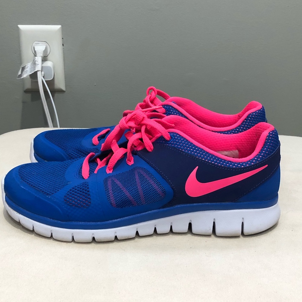 Cobalt blue and pink Nikes